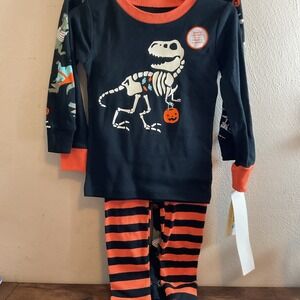 NEW Carter's Toddler Long Sleeve 4pc Halloween Dino Pajama‎ Set Size 2T